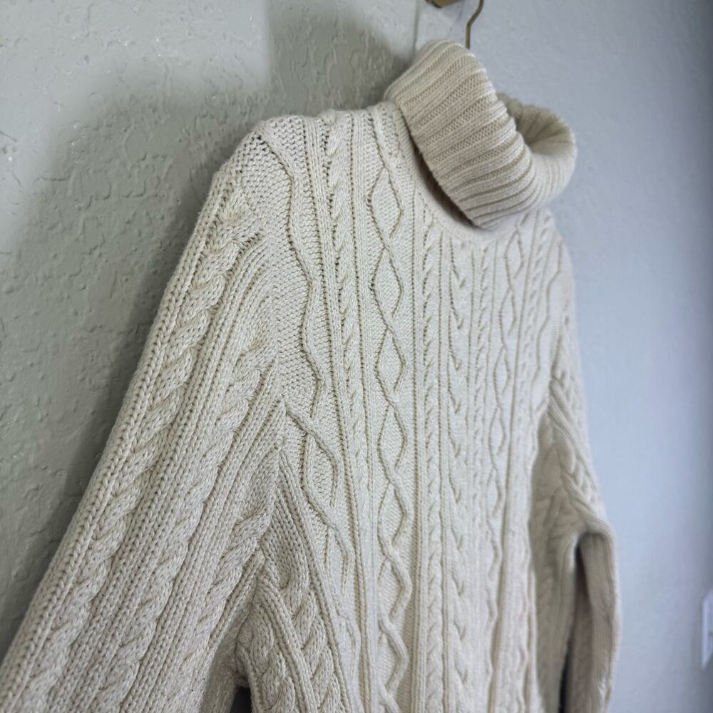 CROFT & BARROW Sweater Large Cable Knit Turtle Neck Cotton Irish Fisherman - Picture 7 of 12